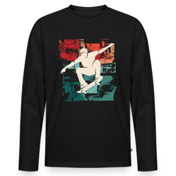 Patinage Vintage Skateboard Skateboarder Skater - T-shirt manches longues Premium bio Homme - noir - Devant - Nico (187cm)