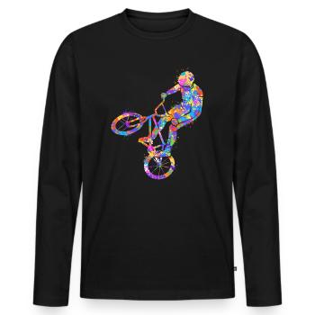 BMX Bike Rider coloré Cycliste BMX - T-shirt manches longues Premium bio Homme - noir - Devant - Nico (187cm)