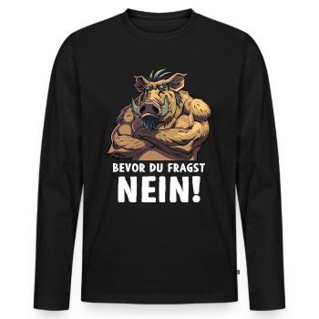 Sanglier avant de demander Forêt sauvage - T-shirt manches longues Premium bio Homme - noir - Devant - Nico (187cm)