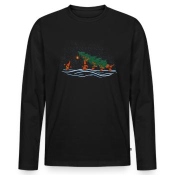 Zwerge mit Fichte - Männer Premium Bio Langarmshirt - Schwarz - Vorne - Nico (187cm)