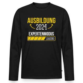 Azubi Geschenk Ausbildung 2024 Lehrling Spruch - Männer Premium Bio Langarmshirt - Schwarz - Vorne - Nico (187cm)