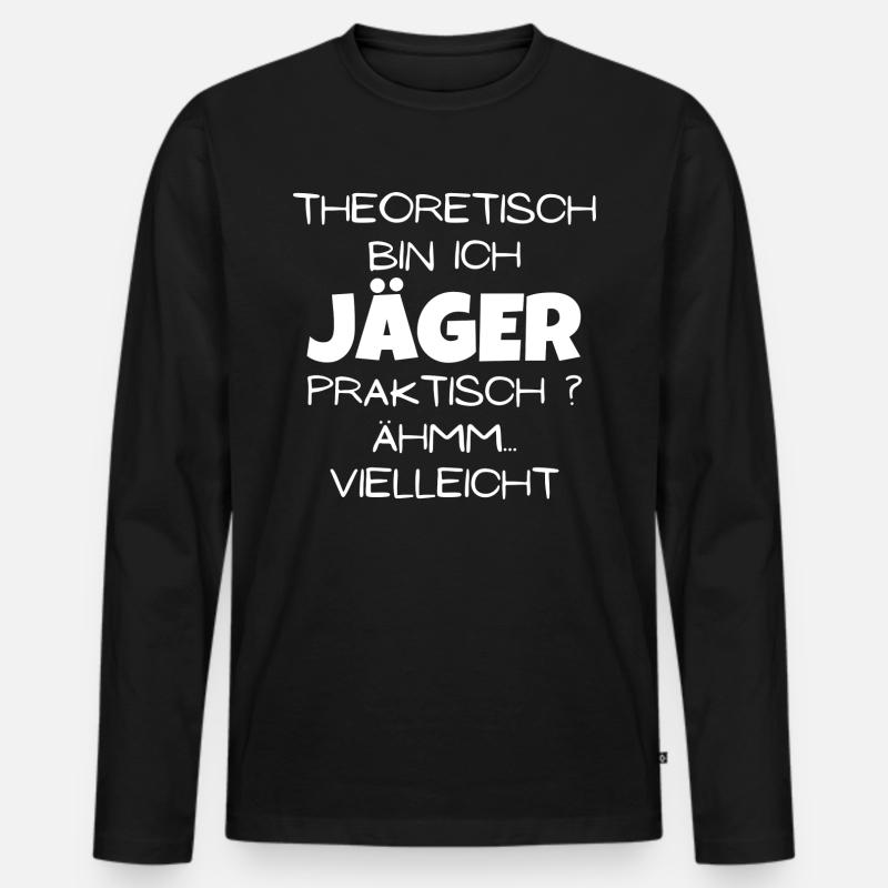 Theoretisch Jäger - Männer Premium Bio Langarmshirt - Schwarz