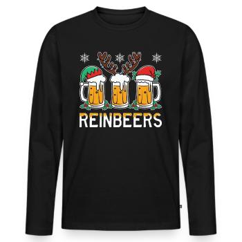 Funny Reinbeers Santa Claus Beers Deer Bier Hirsch - Männer Premium Bio Langarmshirt - Schwarz - Vorne - Nico (187cm)