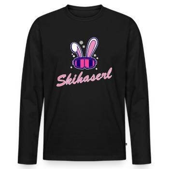 Apres Ski Skihaserl Skihasen Skihäschen - Männer Premium Bio Langarmshirt - Schwarz - Vorne - Nico (187cm)