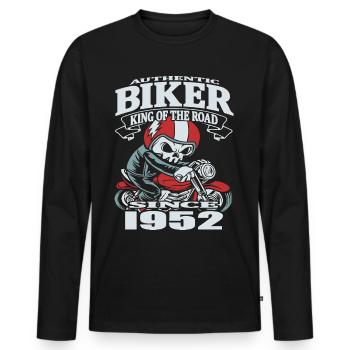 Biker seit 1952 - Männer Premium Bio Langarmshirt - Schwarz - Vorne - Nico (187cm)