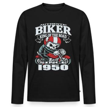 Biker since 1950 - Men's Premium Organic Long Sleeve Shirt - black - Front - Nico (187cm)
