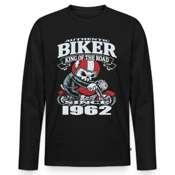 Biker seit 1962 - Männer Premium Bio Langarmshirt - Schwarz - Vorne - Nico (187cm)