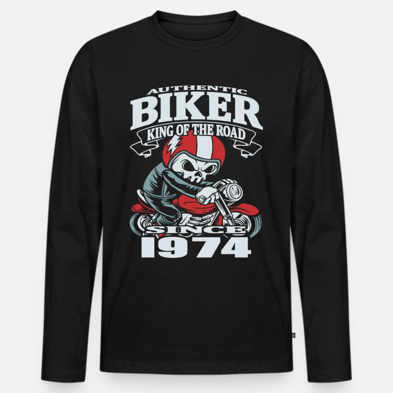 Biker seit 1974 - Männer Premium Bio Langarmshirt - Schwarz