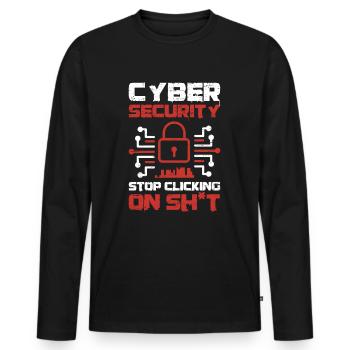 Cybersécurité Arrêtez de cliquer - T-shirt manches longues Premium bio Homme - noir - Devant - Nico (187cm)