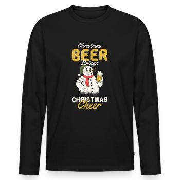 Urlaub mit dem Schneemann des Weihnachtsmanns - Männer Premium Bio Langarmshirt - Schwarz - Vorne - Nico (187cm)