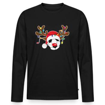 Rentiere Fußball Sport Weihnachtsmann Rentiere - Männer Premium Bio Langarmshirt - Schwarz - Vorne - Nico (187cm)
