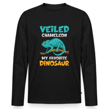 Veiled Chameleon My Favorite Dinosaur - Men's Premium Organic Long Sleeve Shirt - black - Front - Nico (187cm)
