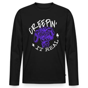 Halloween Gamer Gaming Creepin' It Real - Männer Premium Bio Langarmshirt - Schwarz - Vorne - Nico (187cm)