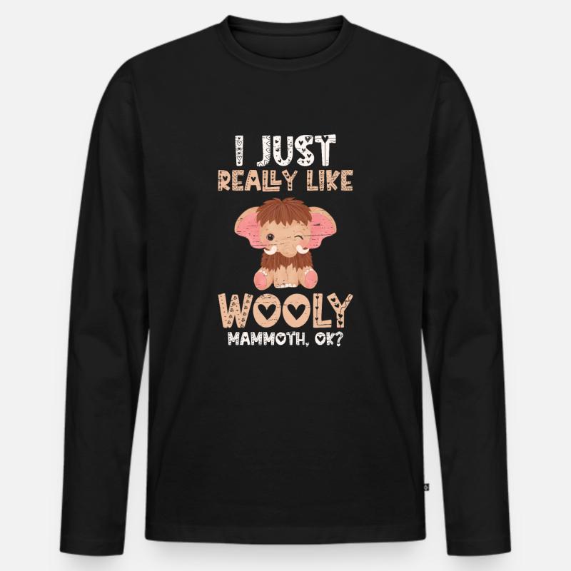 Ich mag Wooly Mammoth einfach sehr ok - Männer Premium Bio Langarmshirt - Schwarz