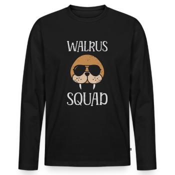Walrus Squad Tusk Whiskers Marine Mammals - Men's Premium Organic Long Sleeve Shirt - black - Front - Nico (187cm)