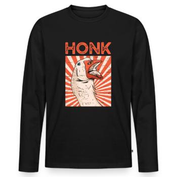 Chasseur d’œufs De La ferme d’oies Klaxon - T-shirt manches longues Premium bio Homme - noir - Devant - Nico (187cm)