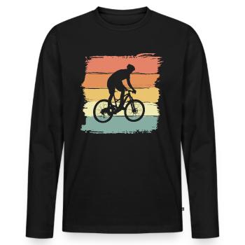 Biking retro vintage. Fahrrad Mountainbike fahren. - Männer Premium Bio Langarmshirt - Schwarz - Vorne - Nico (187cm)
