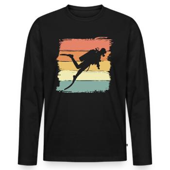 Plongée vintage rétro plongée - T-shirt manches longues Premium bio Homme - noir - Devant - Nico (187cm)