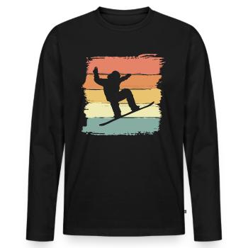 Snowboarding mit Snowboard retro vintage - Männer Premium Bio Langarmshirt - Schwarz - Vorne - Nico (187cm)