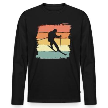 Ski Retro Vintage ski cadeau rétro - T-shirt manches longues Premium bio Homme - noir - Devant - Nico (187cm)