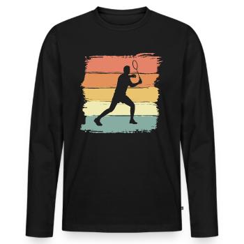 Badminton Retro Vintage Badminton Gift - Men's Premium Organic Long Sleeve Shirt - black - Front - Nico (187cm)