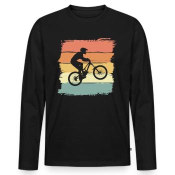 Biking retro vintage. Downhill Mountainbike fahren - Männer Premium Bio Langarmshirt - Schwarz - Vorne - Nico (187cm)