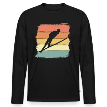 Ski springen Skispringen retro vintage - Männer Premium Bio Langarmshirt - Schwarz - Vorne - Nico (187cm)