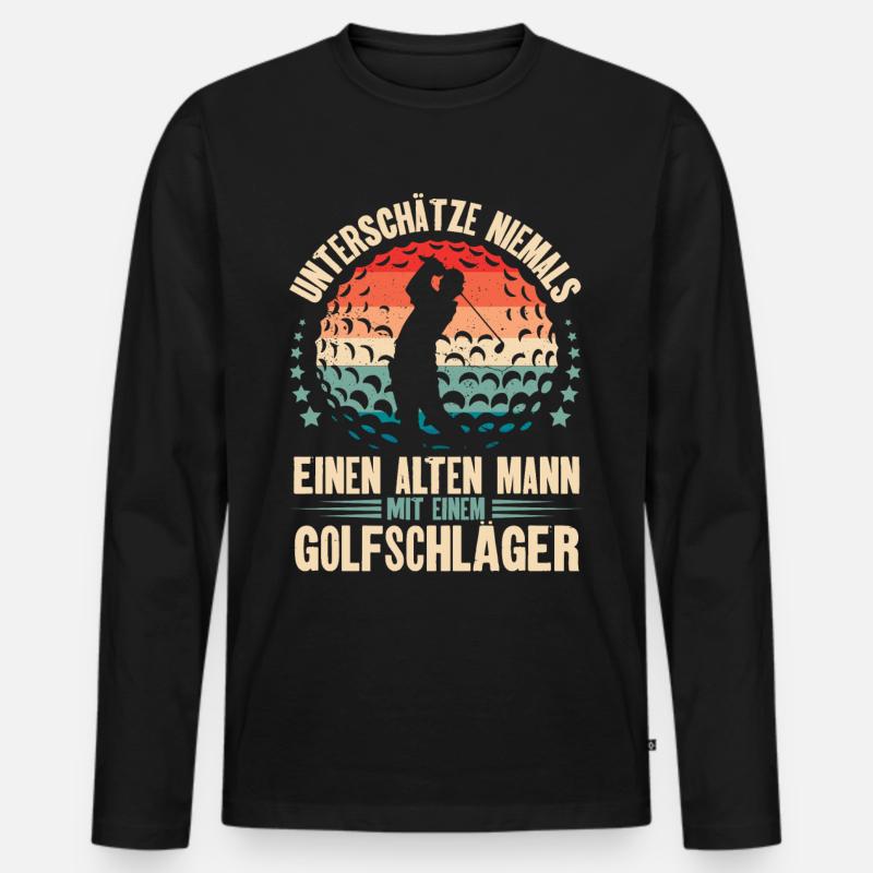 Golf Golfer - Männer Premium Bio Langarmshirt - Schwarz