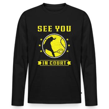 Wir sehen uns vor Gericht für einen Tennisspieler - Männer Premium Bio Langarmshirt - Schwarz - Vorne - Nico (187cm)