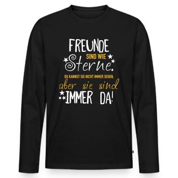 Freunde sind wie Sterne - Männer Premium Bio Langarmshirt - Schwarz - Vorne - Nico (187cm)