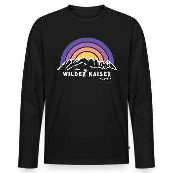 Wilder Kaiser Tirol Kitzbühel Österreich Wandern - Männer Premium Bio Langarmshirt - Schwarz - Vorne - Nico (187cm)