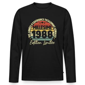 Cadeau D'anniversaire Millésime Fabriqué en 1988 - T-shirt manches longues Premium bio Homme - noir - Devant - Nico (187cm)