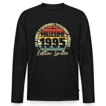 Cadeau D'anniversaire Millésime Fabriqué en 1995 - T-shirt manches longues Premium bio Homme - noir - Devant - Nico (187cm)