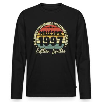 Cadeau D'anniversaire Millésime Fabriqué en 1997 - T-shirt manches longues Premium bio Homme - noir - Devant - Nico (187cm)