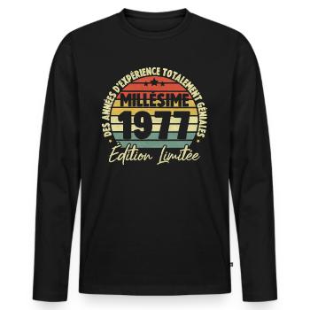 Cadeau D'anniversaire Millésime Fabriqué en 1977 - T-shirt manches longues Premium bio Homme - noir - Devant - Nico (187cm)