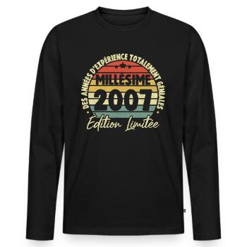 Cadeau D'anniversaire Millésime Fabriqué en 2007 - T-shirt manches longues Premium bio Homme - noir - Devant - Nico (187cm)