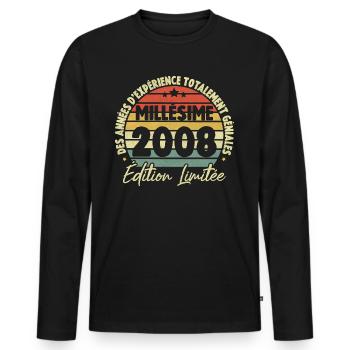 Cadeau D'anniversaire Millésime Fabriqué en 2008 - T-shirt manches longues Premium bio Homme - noir - Devant - Nico (187cm)