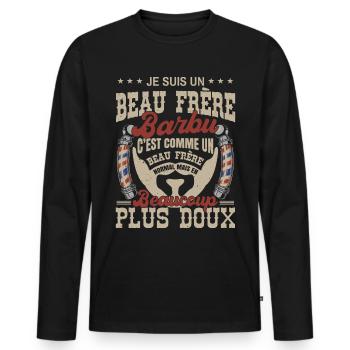 Je suis un beau frère barbu normal fans barbe - T-shirt manches longues Premium bio Homme - noir - Devant - Nico (187cm)