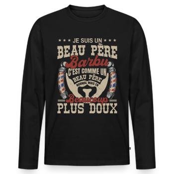 Je suis un beau père barbu normal fans barbe - T-shirt manches longues Premium bio Homme - noir - Devant - Nico (187cm)