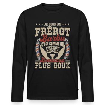Je suis un frérot barbu normal fans barbe - T-shirt manches longues Premium bio Homme - noir - Devant - Nico (187cm)