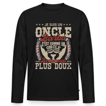 Je suis un oncle barbu normal fans barbe - T-shirt manches longues Premium bio Homme - noir - Devant - Nico (187cm)