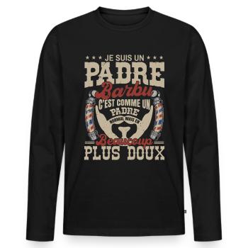 Je suis un padre barbu normal fans barbe - T-shirt manches longues Premium bio Homme - noir - Devant - Nico (187cm)