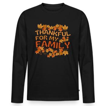 Merci pour ma famille Autumn Family Merci - T-shirt manches longues Premium bio Homme - noir - Devant - Nico (187cm)
