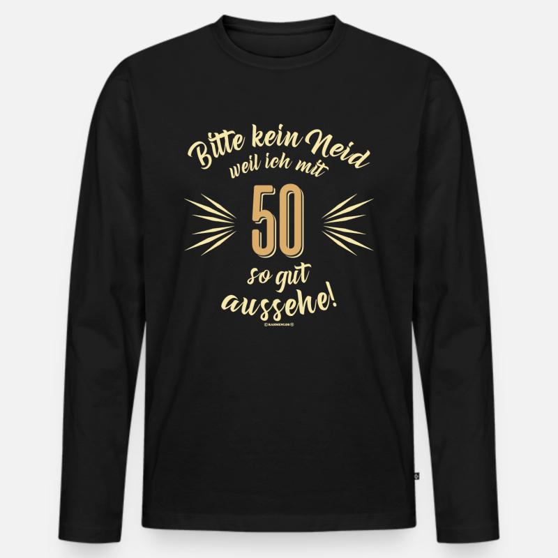 Bitte kein Neid 50 - Männer Premium Bio Langarmshirt - Schwarz