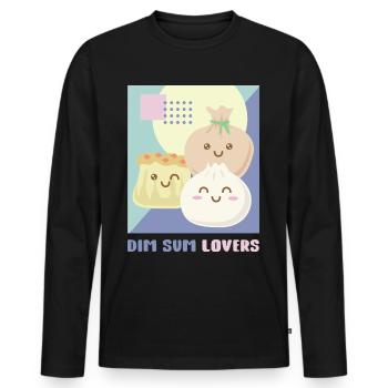 Dim Sum Amant - T-shirt manches longues Premium bio Homme - noir - Devant - Nico (187cm)