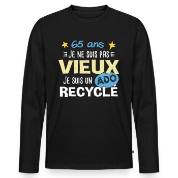 65 ans anniversaire papy fête des pères humour - T-shirt manches longues Premium bio Homme - noir - Devant - Nico (187cm)