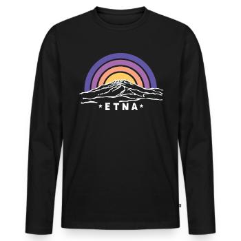 Etna Mongibello Ätna Berg Sizilien Vulkan Souvenir - Männer Premium Bio Langarmshirt - Schwarz - Vorne - Nico (187cm)