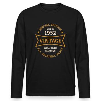 Vintage 70. Geburtstag Jahrgang 1952 Geschenkidee - Männer Premium Bio Langarmshirt - Schwarz - Vorne - Nico (187cm)