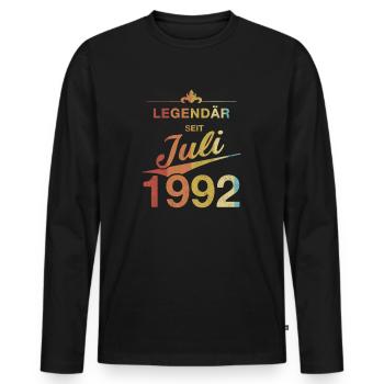 Legendary 30th birthday July 1992 Vintage 92 - Men's Premium Organic Long Sleeve Shirt - black - Front - Nico (187cm)