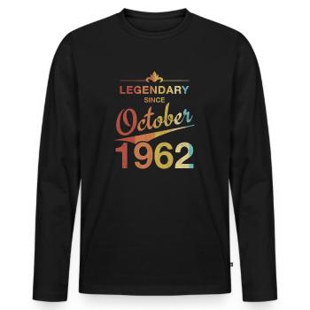 60e anniversaire Légendaire Octobre 1962 Millésime 62 - T-shirt manches longues Premium bio Homme - noir - Devant - Nico (187cm)